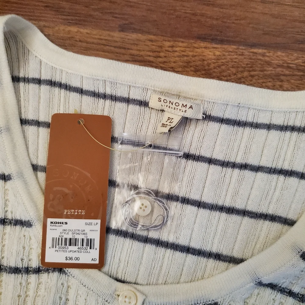 NEW Sonoma Sweater Size PL Striped Soft Knit